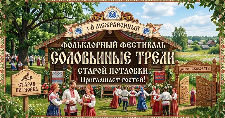 III Межрайонный фольклорный фестиваль «СОЛОВЬИНЫЕ ТРЕЛИ СТАРОЙ ПОТЛОВКИ» III Межрайонный фольклорный фестиваль «СОЛОВЬИНЫЕ ТРЕЛИ СТАРОЙ ПОТЛОВКИ»